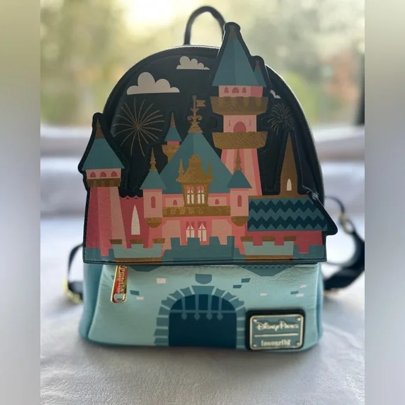 *LOUNGEFLY X DISNEY* SLEEPING BEAUTY CASTLE MINI BACKPACK* RARE LIMITED RELEASE* HTF Rare Loungefly Sleeping Beauty Castle Mini Backpack USED  main image 3